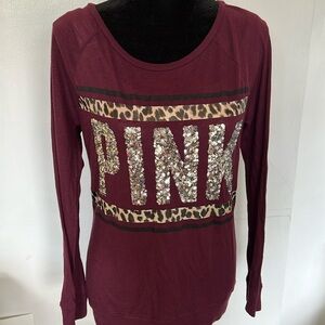 Victoria’s Secret PINK Sequin Logo Ling Sleeve Tee